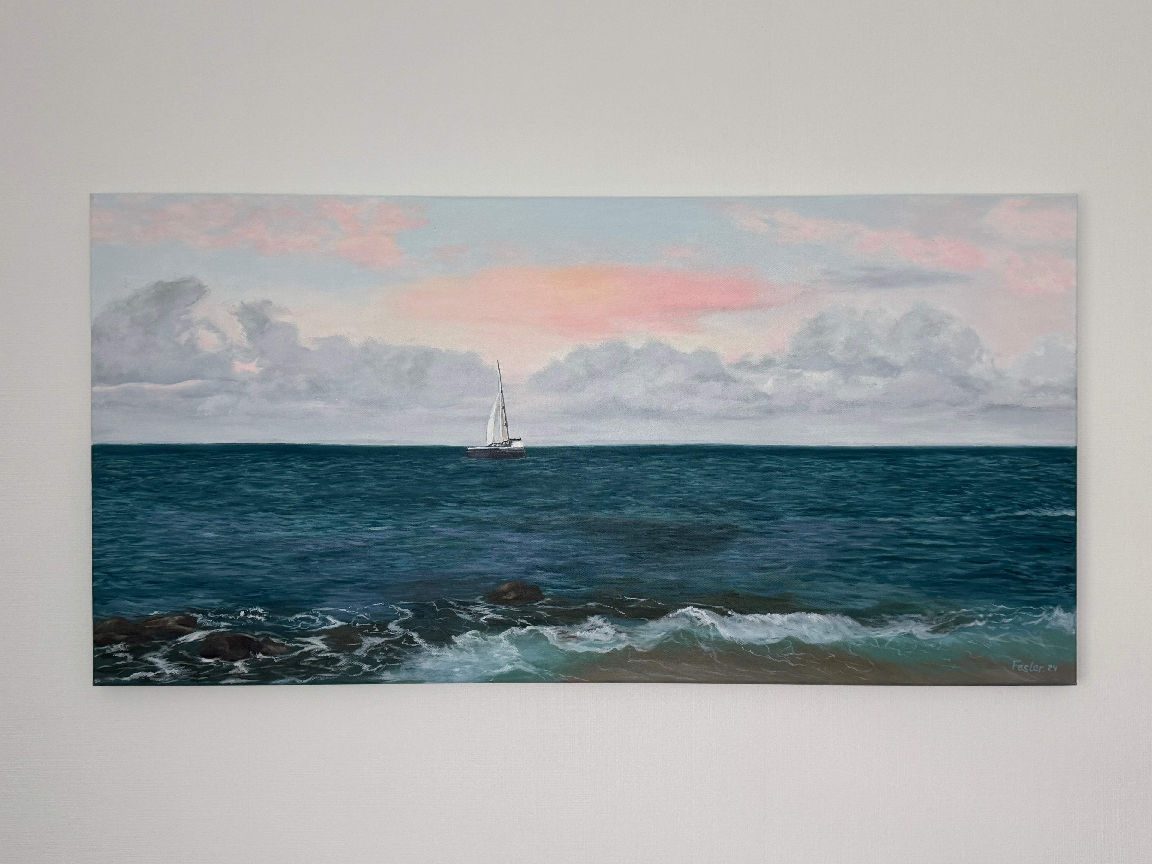 Departure in the Evening Light - 50 x 100 cm