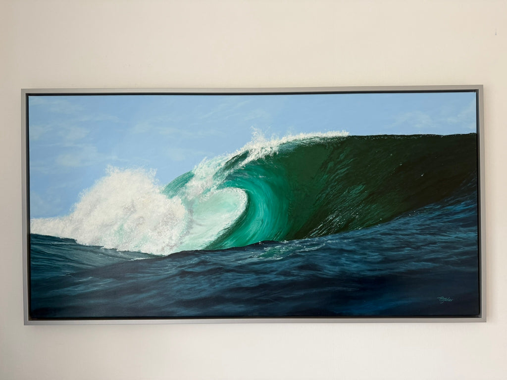Smaragdwelle - 60 x 120 cm (gerahmt)